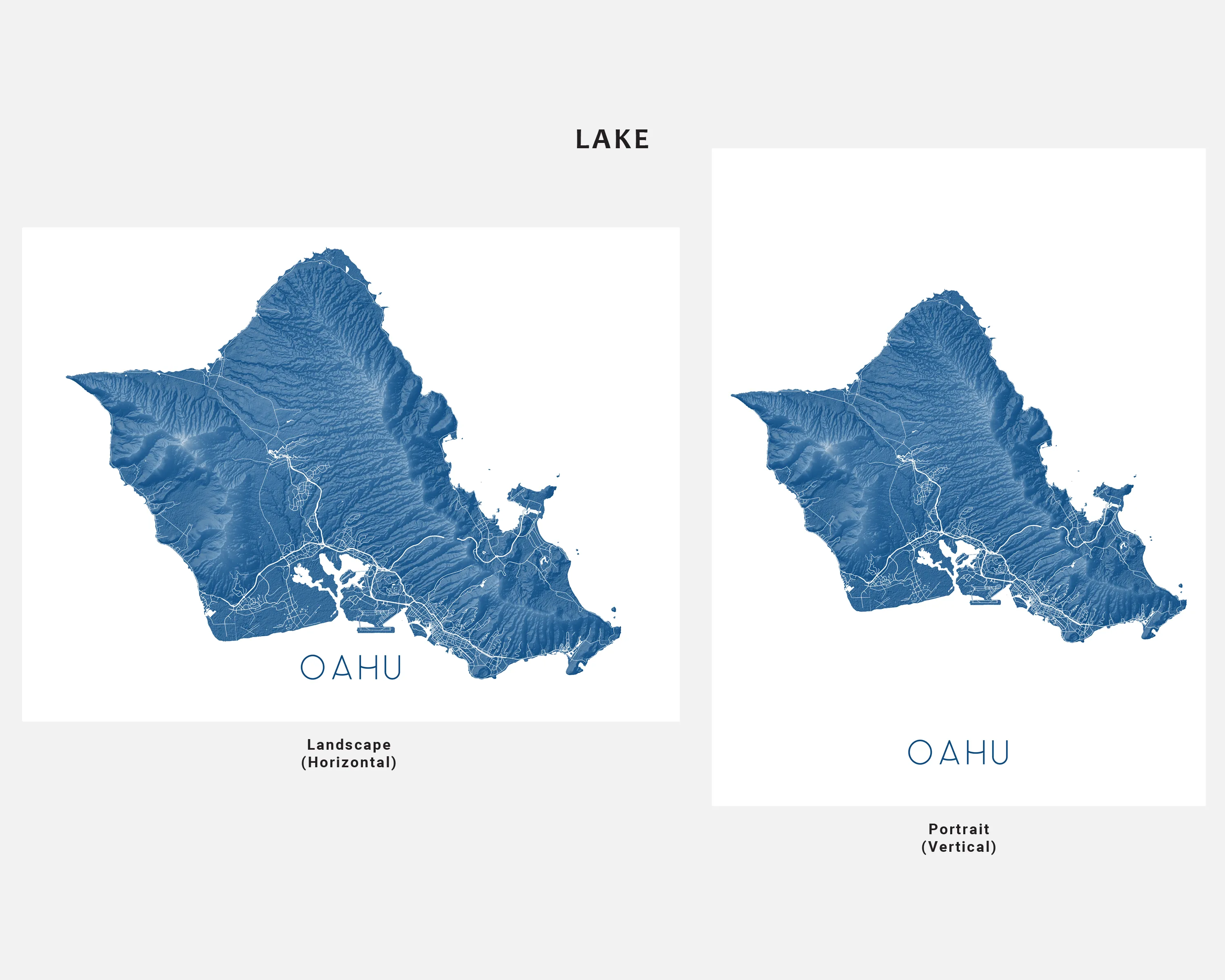 Oahu Map Wall Art Print, 3D Topographic Map of Oahu Hawaii Island Poster Maps, Honolulu
