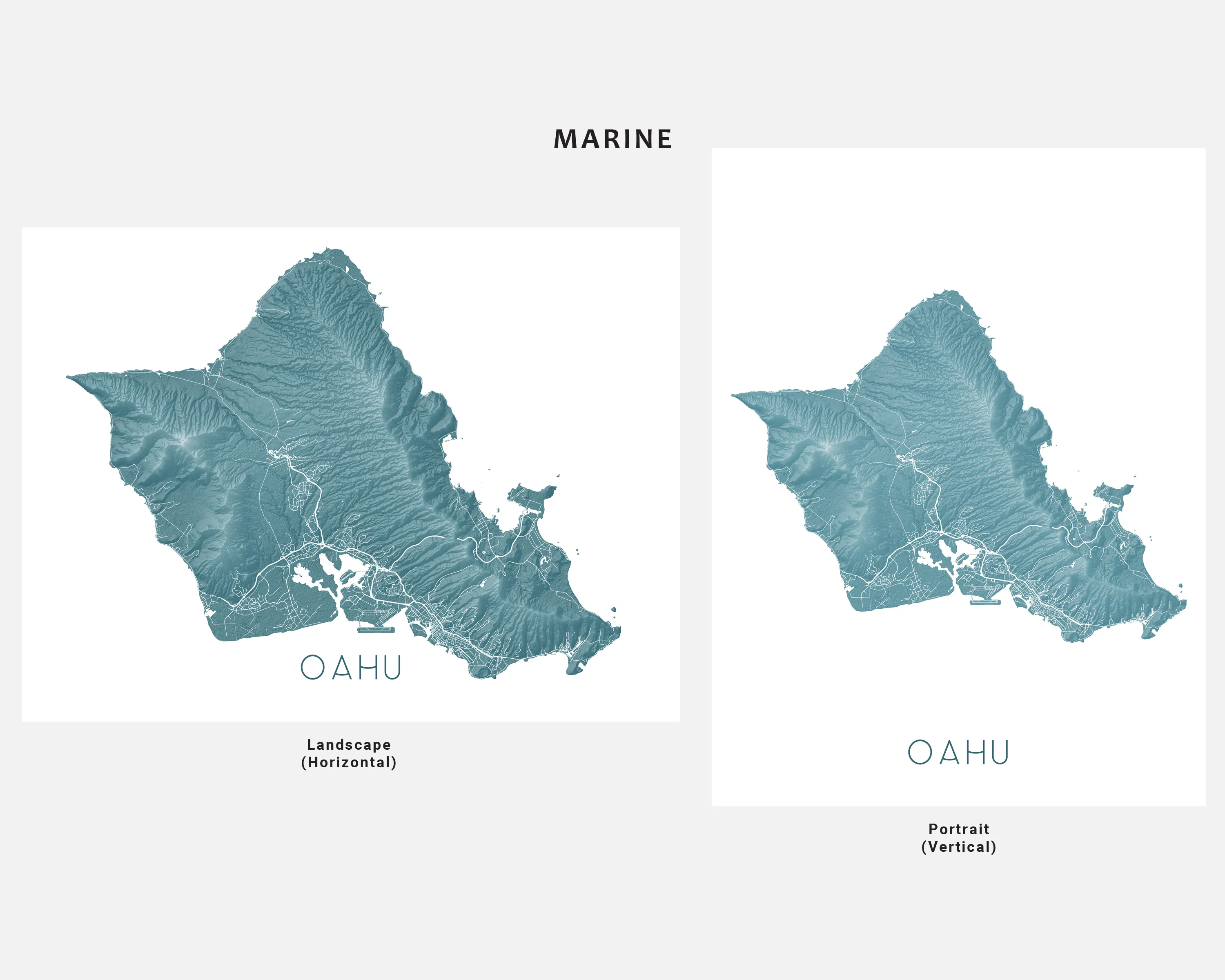 Oahu Map Wall Art Print, 3D Topographic Map of Oahu Hawaii Island Poster Maps, Honolulu