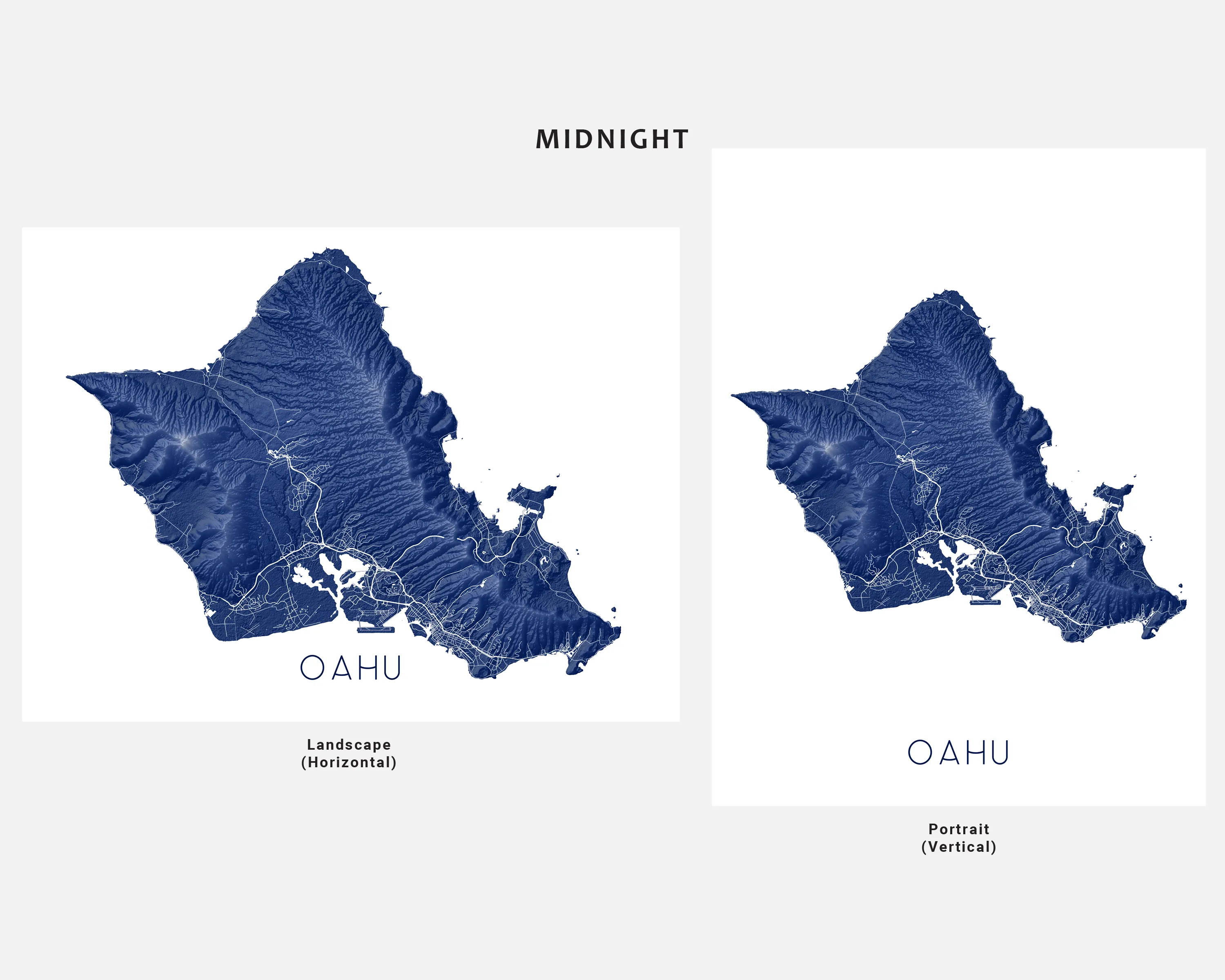Oahu Map Wall Art Print, 3D Topographic Map of Oahu Hawaii Island Poster Maps, Honolulu