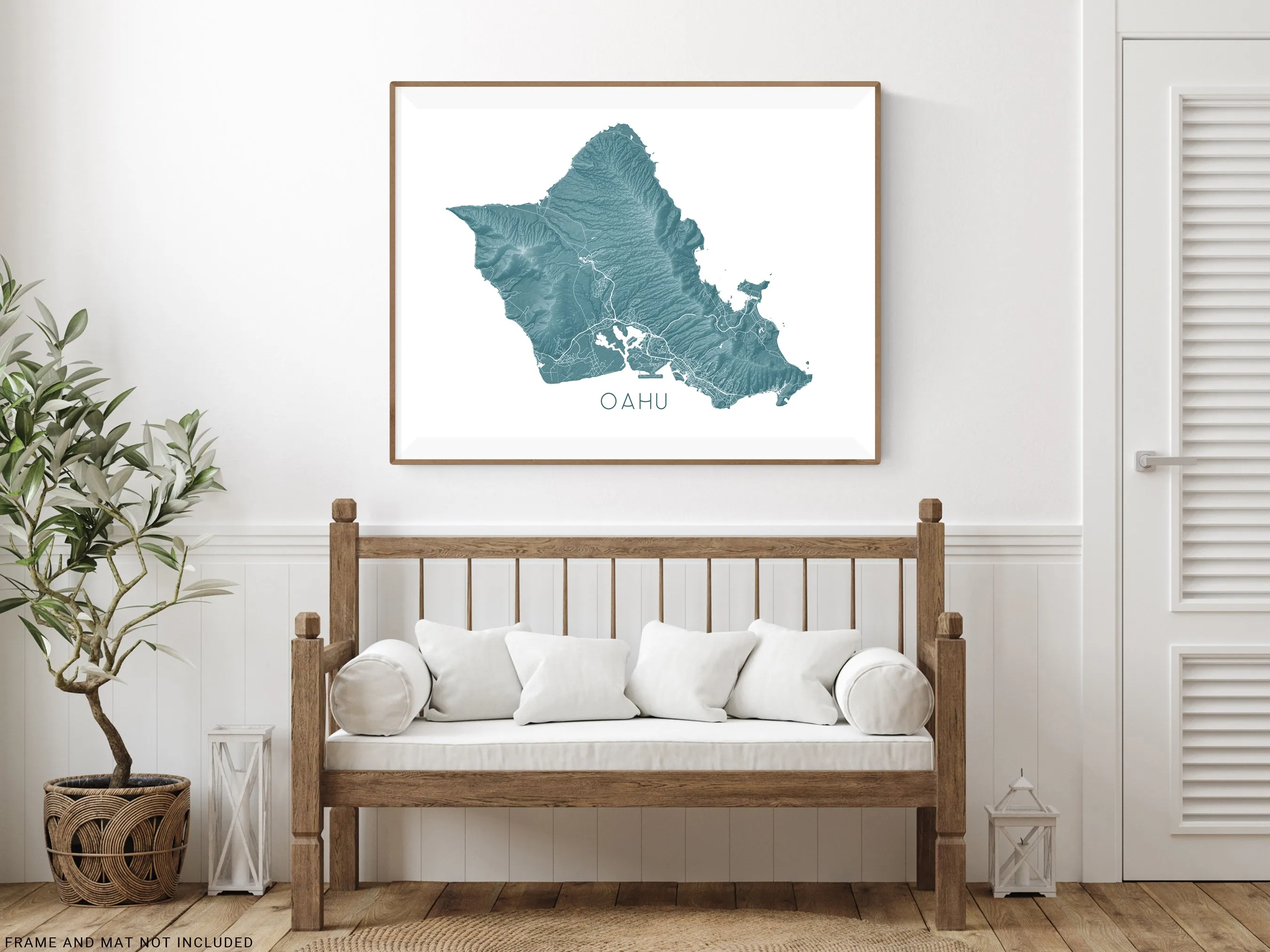Oahu Map Wall Art Print, 3D Topographic Map of Oahu Hawaii Island Poster Maps, Honolulu