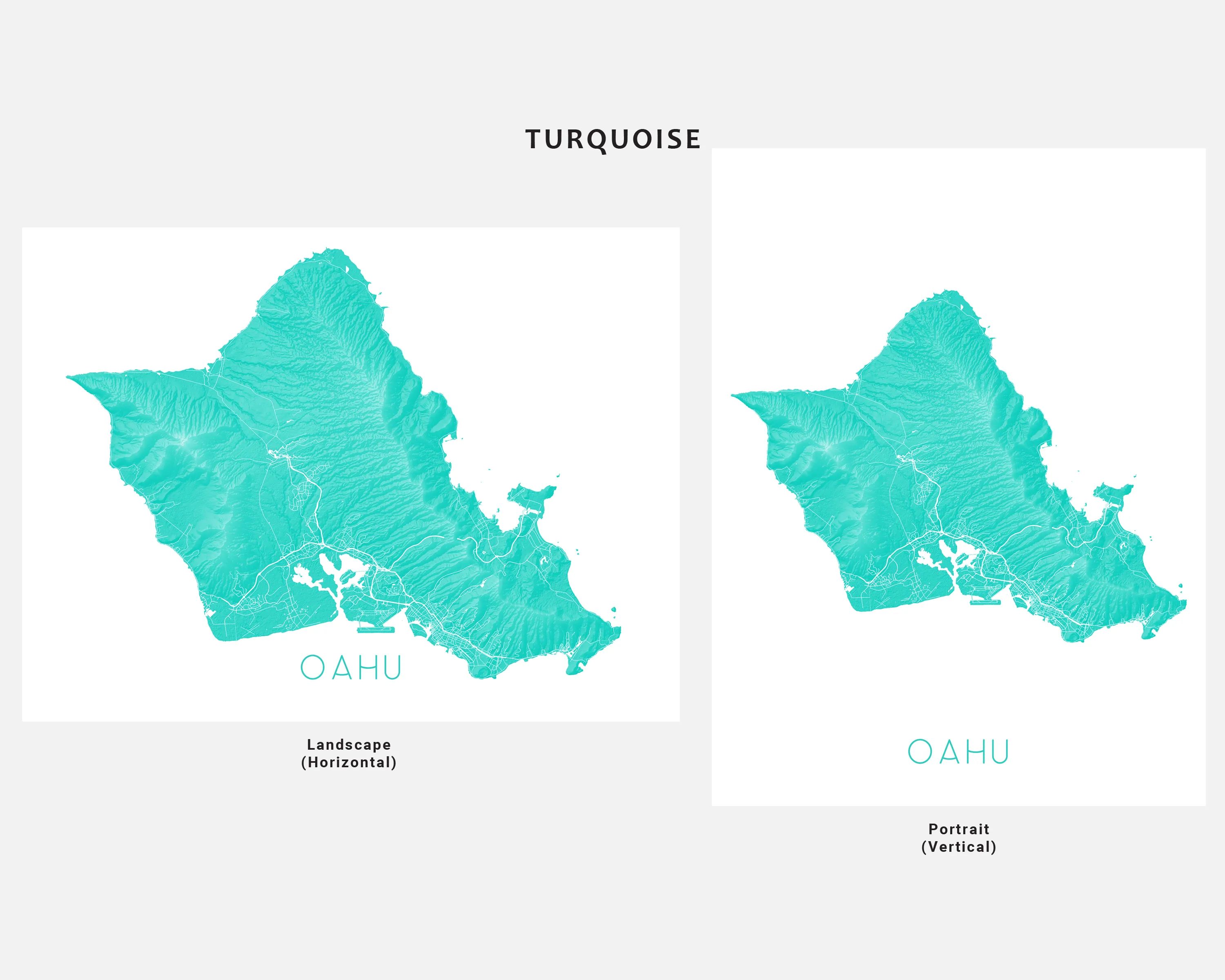 Oahu Map Wall Art Print, 3D Topographic Map of Oahu Hawaii Island Poster Maps, Honolulu