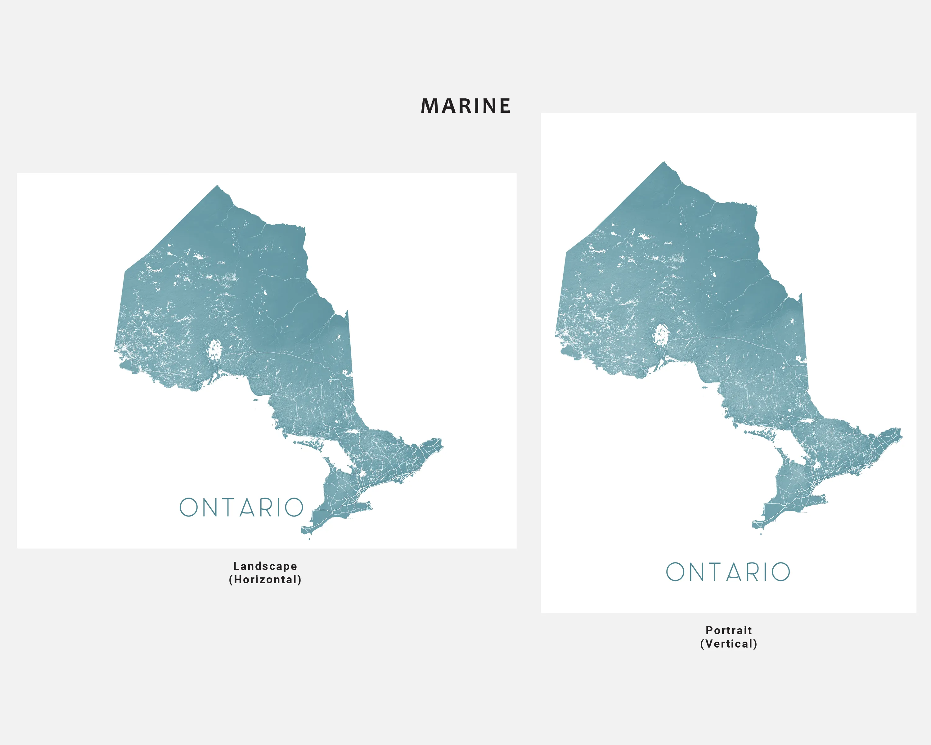Ontario Map Art Print Poster- Canada Province Road Topographic Map of Ontario, Toronto