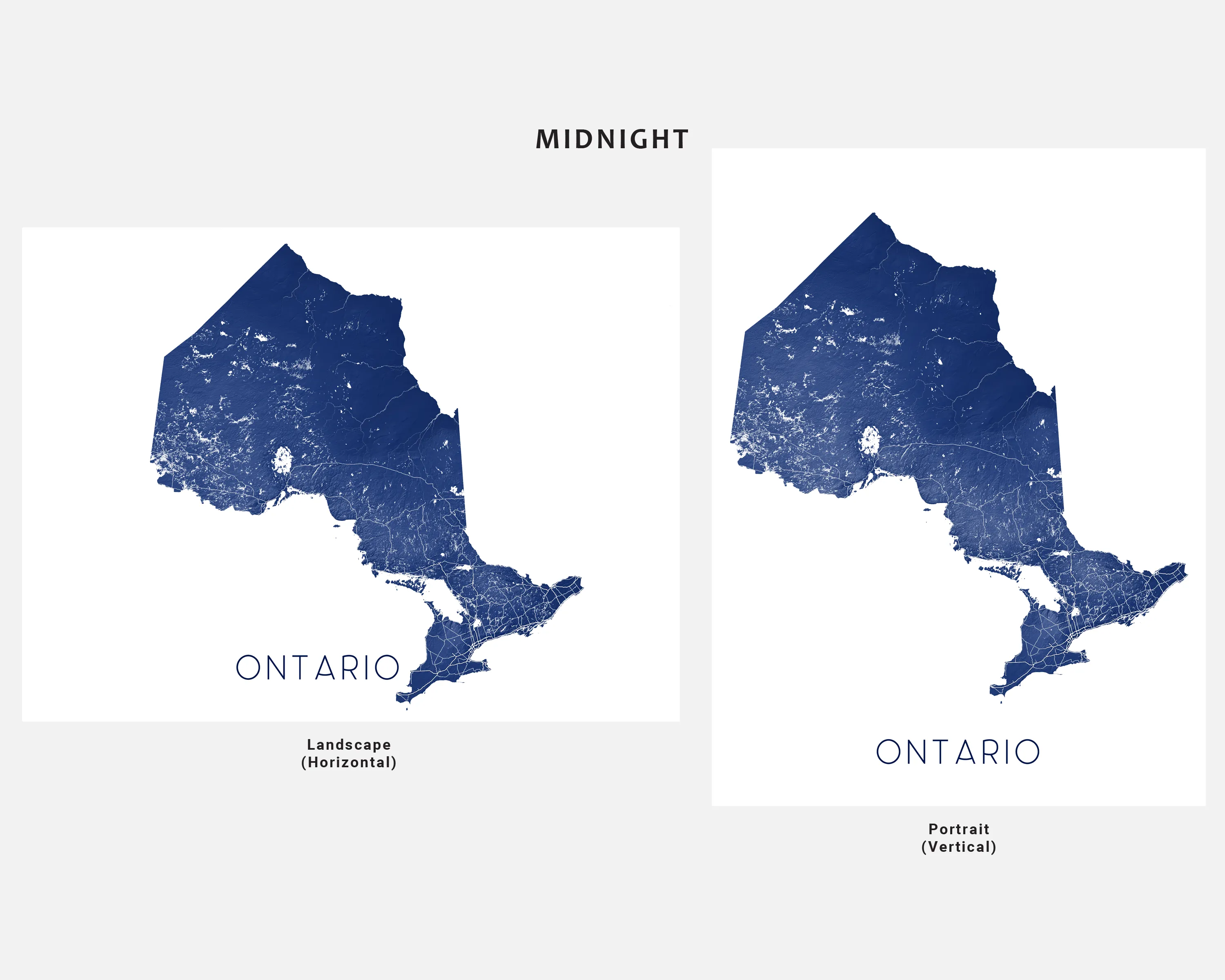 Ontario Map Art Print Poster- Canada Province Road Topographic Map of Ontario, Toronto
