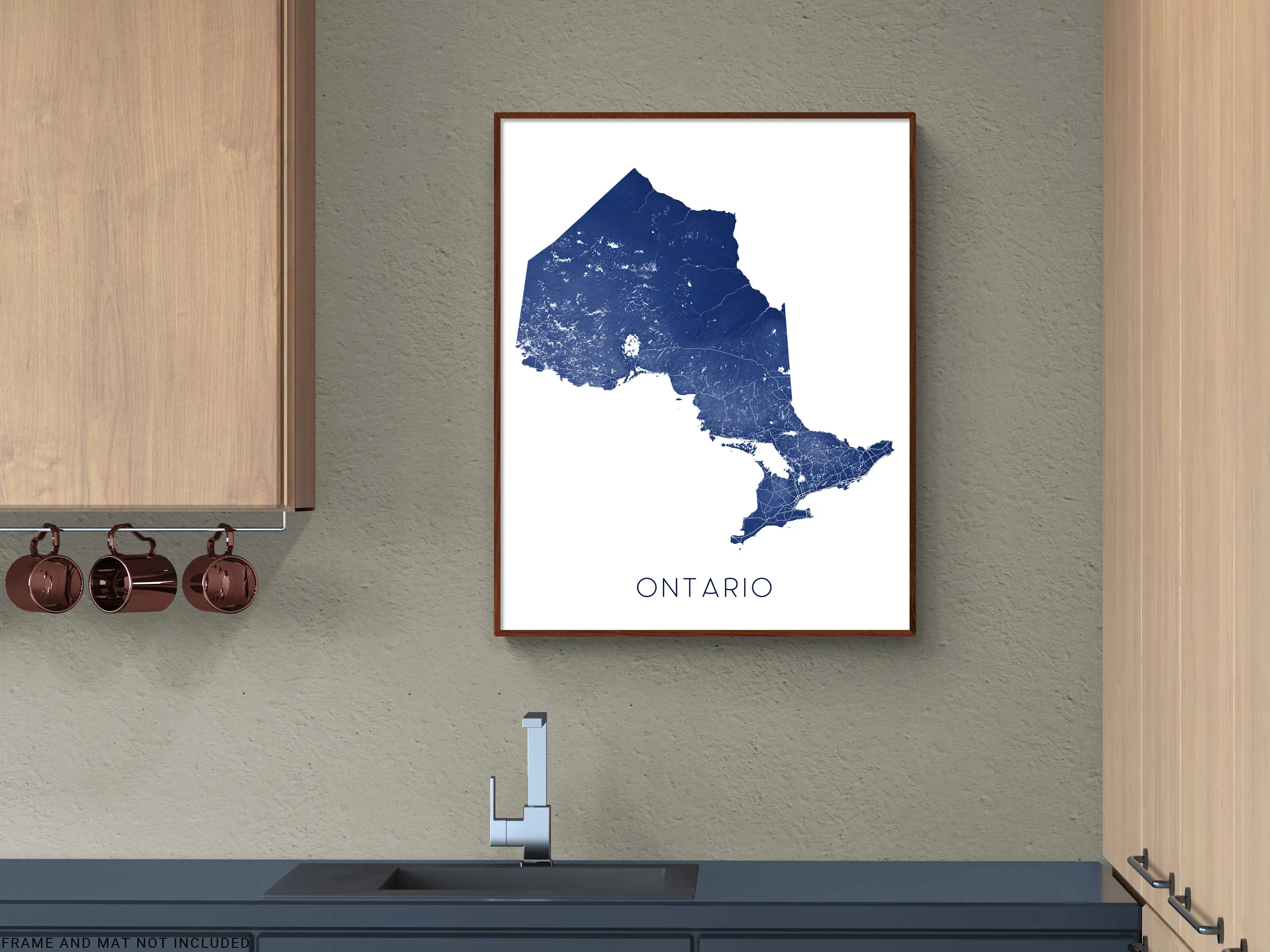 Ontario Map Art Print Poster- Canada Province Road Topographic Map of Ontario, Toronto