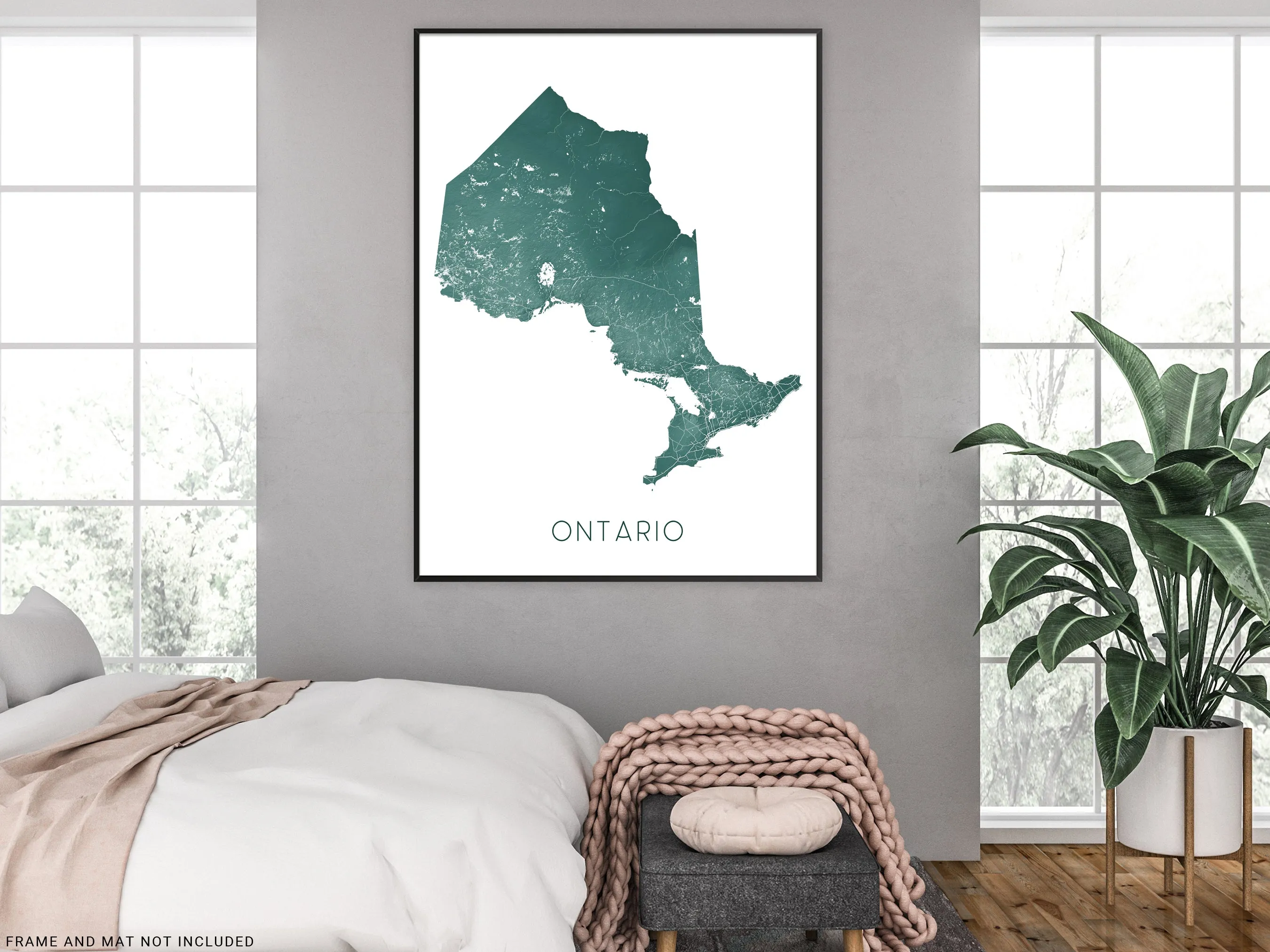 Ontario Map Art Print Poster- Canada Province Road Topographic Map of Ontario, Toronto
