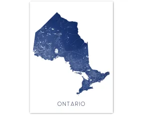 Ontario Map Art Print Poster- Canada Province Road Topographic Map of Ontario, Toronto