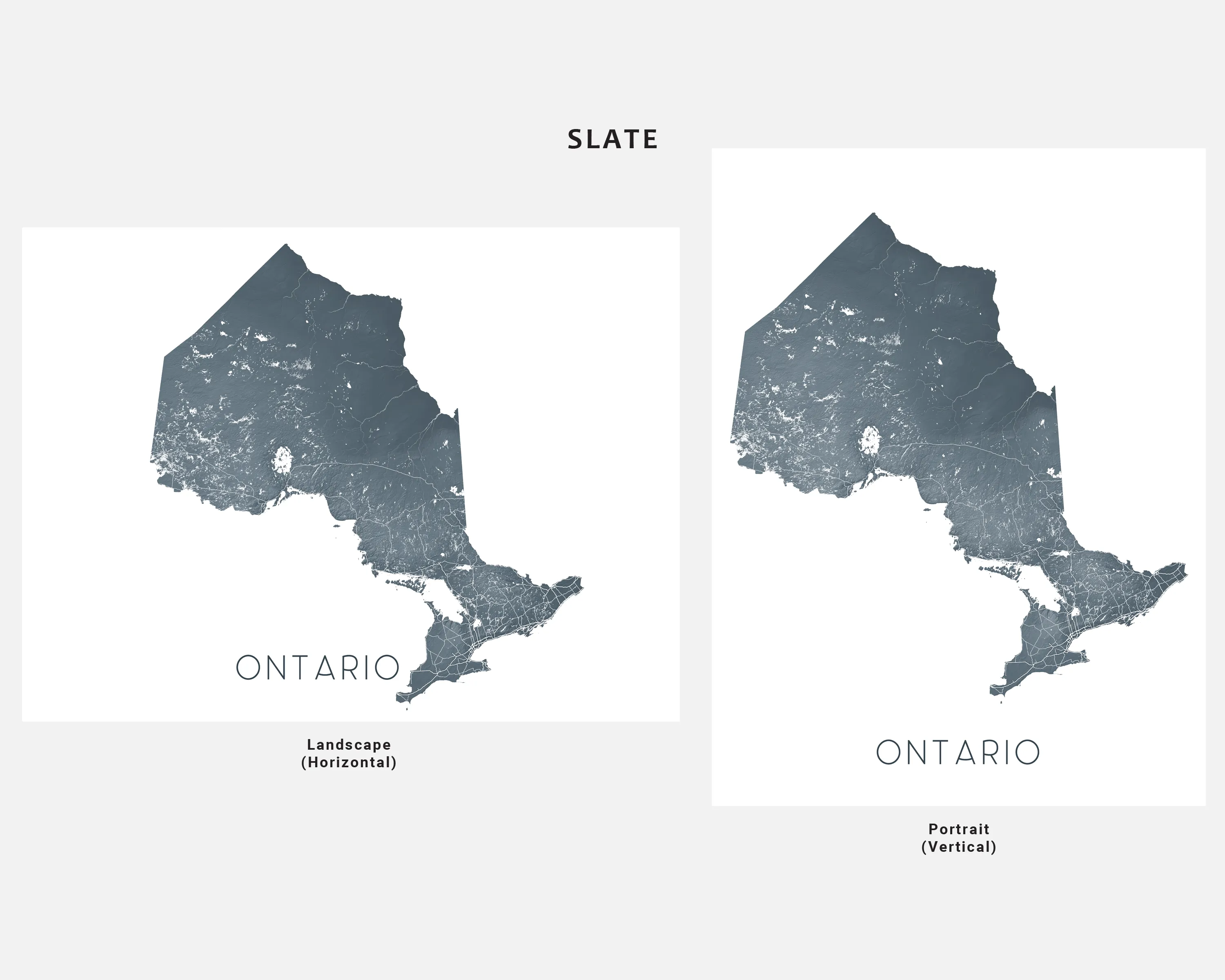 Ontario Map Art Print Poster- Canada Province Road Topographic Map of Ontario, Toronto