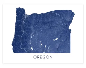 Oregon Map Print - Topographic Oregon State Wall Art Poster Maps, Portland