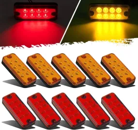 Partsam 4x2 Led Side Marker Lights Lamps Truck Trailer Clearance Lights Sealed Lorry Caravan Sealed Indicators Lights Waterproof (5Amber 5Red)