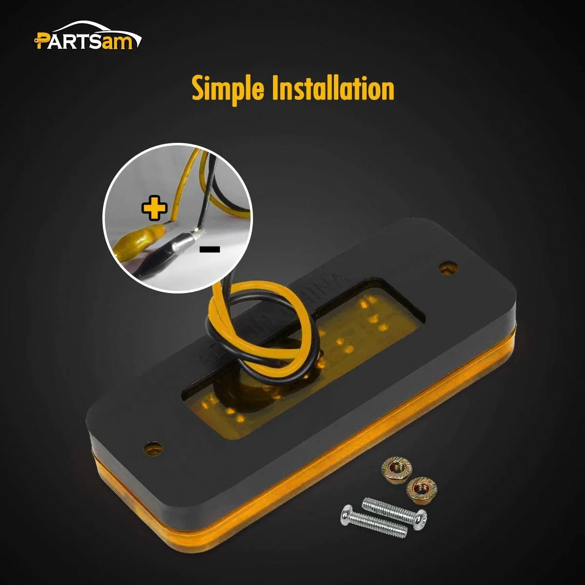 Partsam 4x2 Led Side Marker Lights Lamps Truck Trailer Clearance Lights Sealed Lorry Caravan Sealed Indicators Lights Waterproof (5Amber 5Red)
