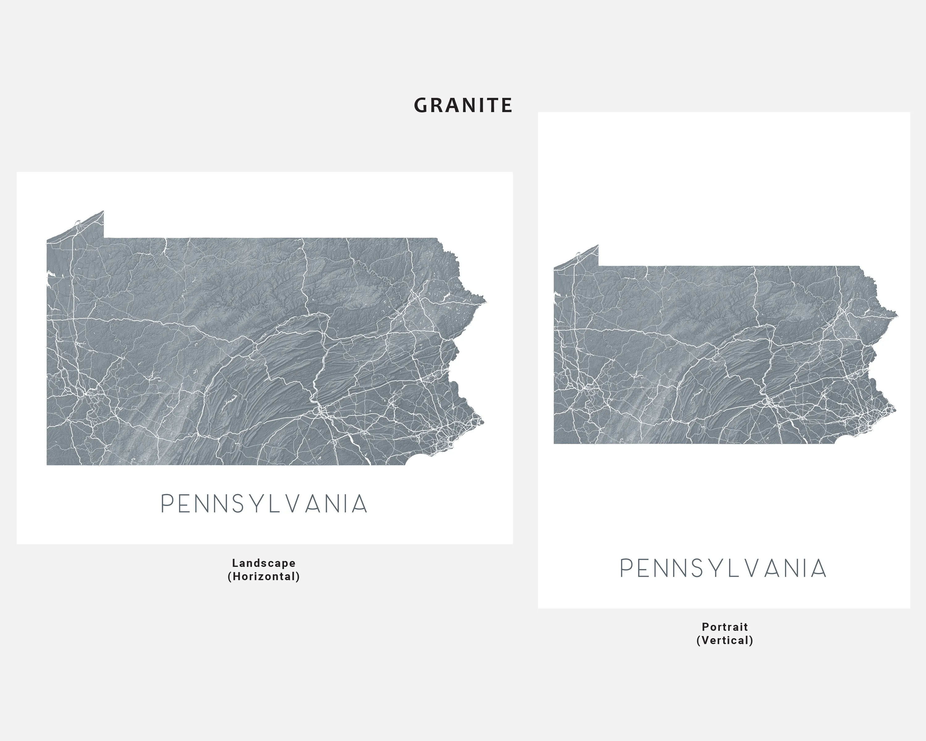 Pennsylvania State Map Print - Topographic Road Map of Pennsylvania Wall Art Prints, Philadelphia Pittsburgh