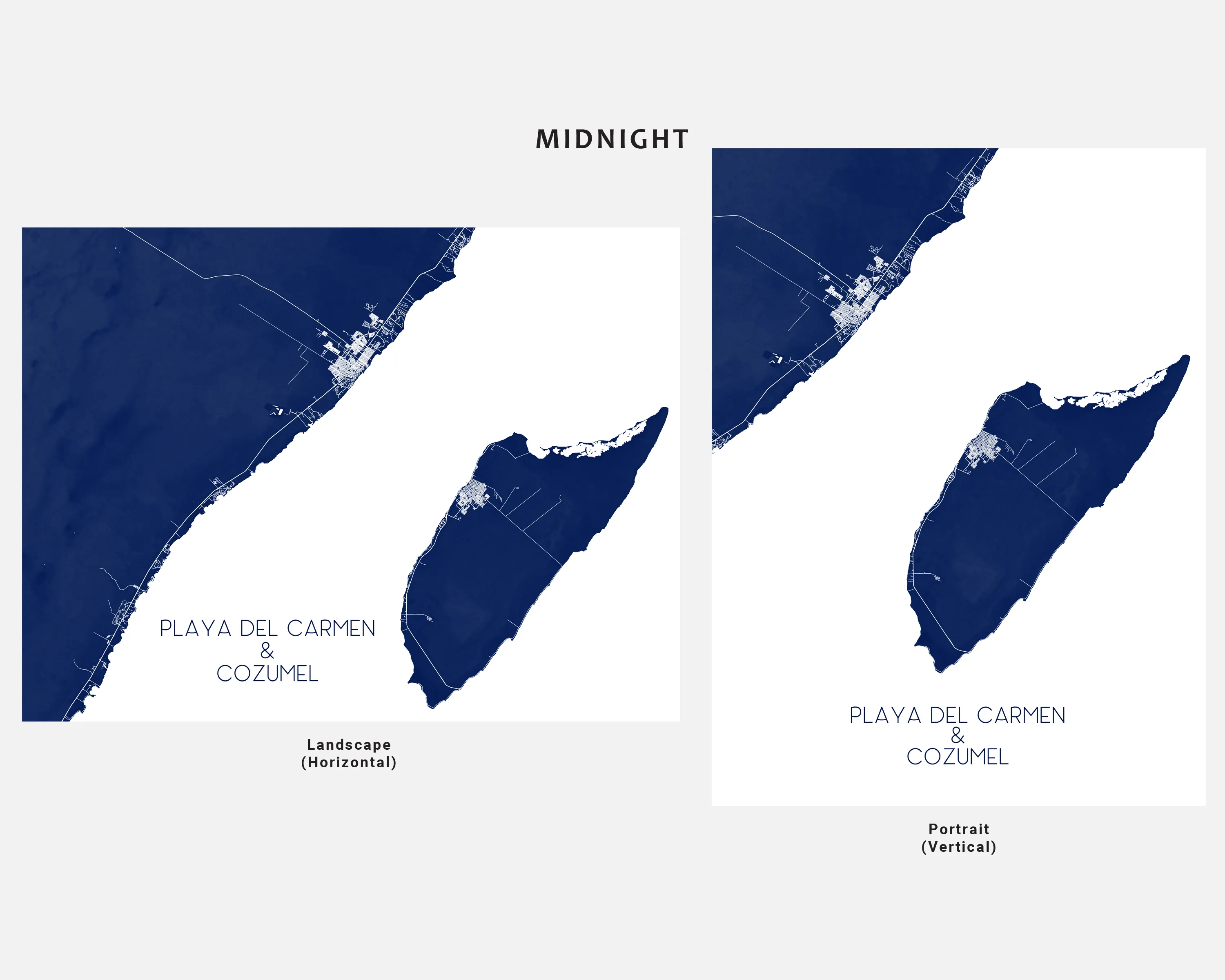 Playa Del Carmen Map Print - Map of Playa del Carmen Mexico, Cozumel Island Maps