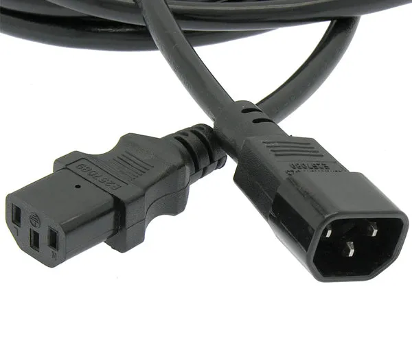 Power Cord, C13 to C14, SJT, 16/3, Black