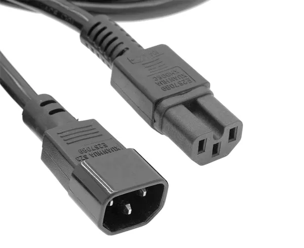 Power Cord, C14 to C15, SJT, 14/3, Black