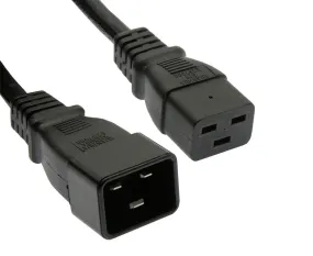 Power Cord, C19 to C20, Black, SJT, 14/3, Black