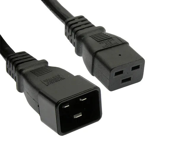 Power Cord, C19 to C20, Black, SJT, 14/3, Black