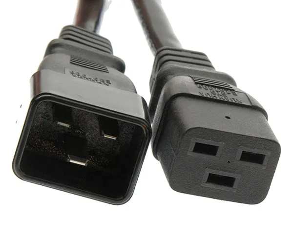 Power Cord, C19 to C20, Black, SJT, 14/3, Black