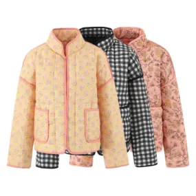 Pre Order:  Soft Puff Color Block Stand Collar Jacket