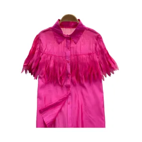 Pre Order:  Solid Bubble Sleeve Tassel Blouse