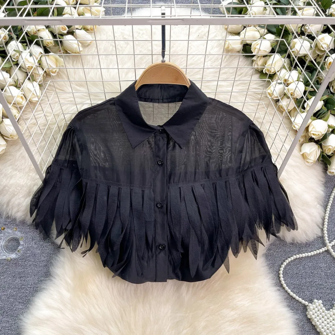 Pre Order:  Solid Bubble Sleeve Tassel Blouse