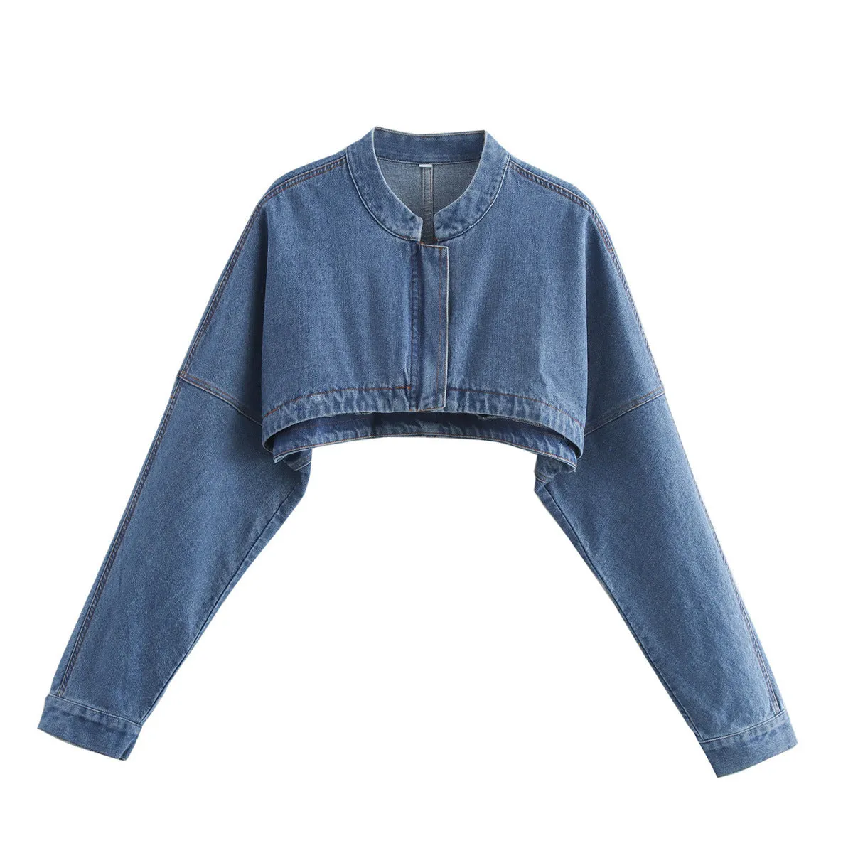 Pre Order:  Solid Zip Up Short Denim Top
