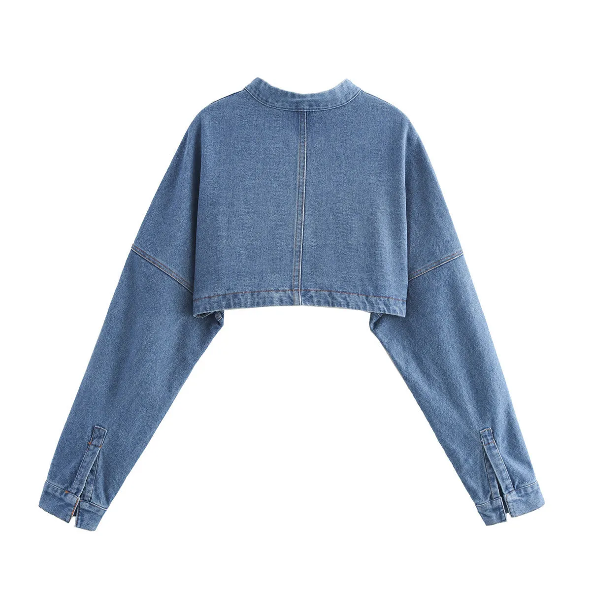 Pre Order:  Solid Zip Up Short Denim Top