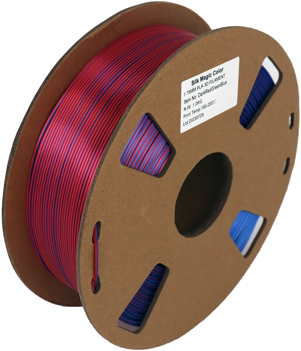 PS Imports PLA 1.75mm x TriColor Silk Magic-DarkRed-Green-Blue