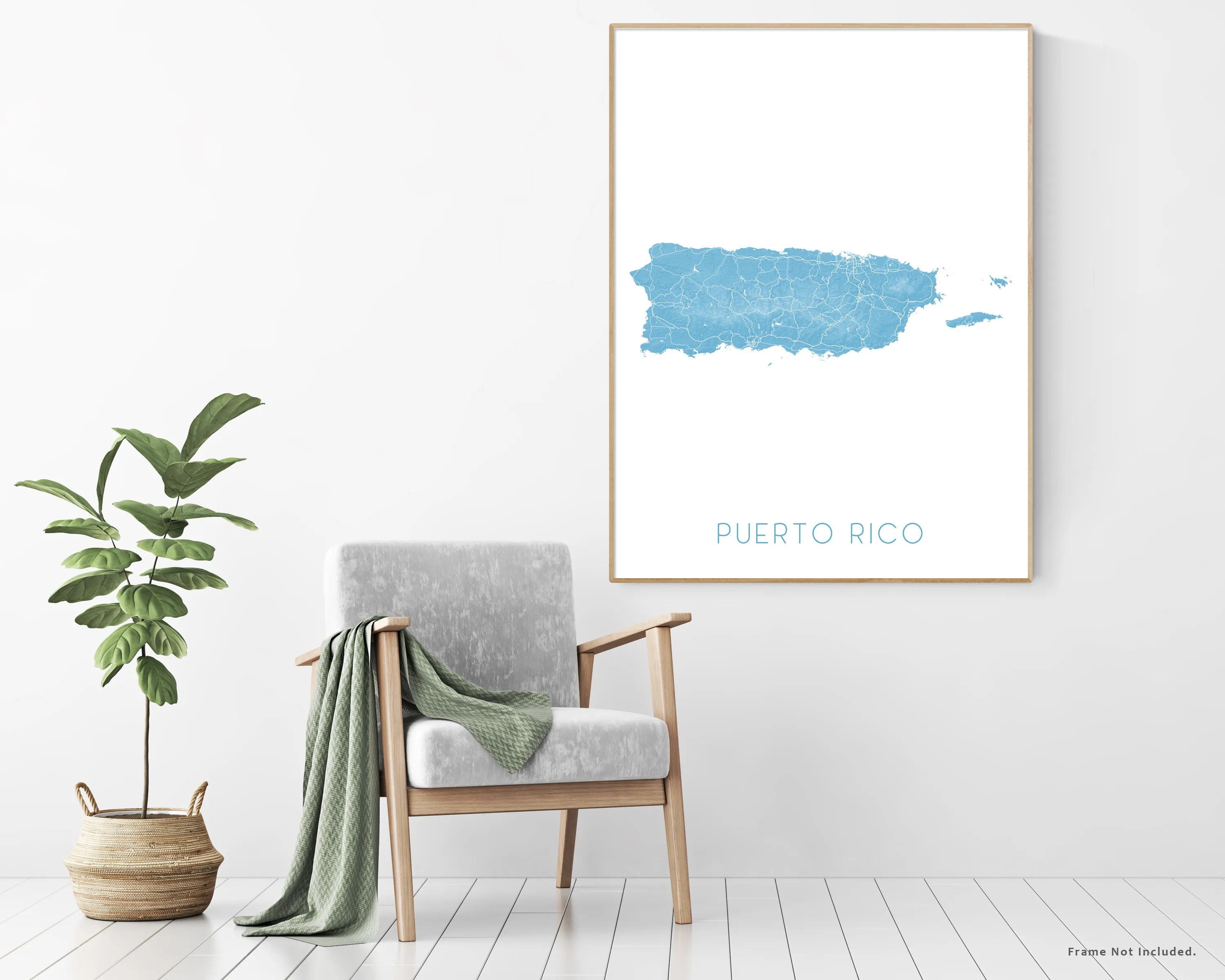 Puerto Rico Map Wall Art Print - Topographic Caribbean Island Poster Maps