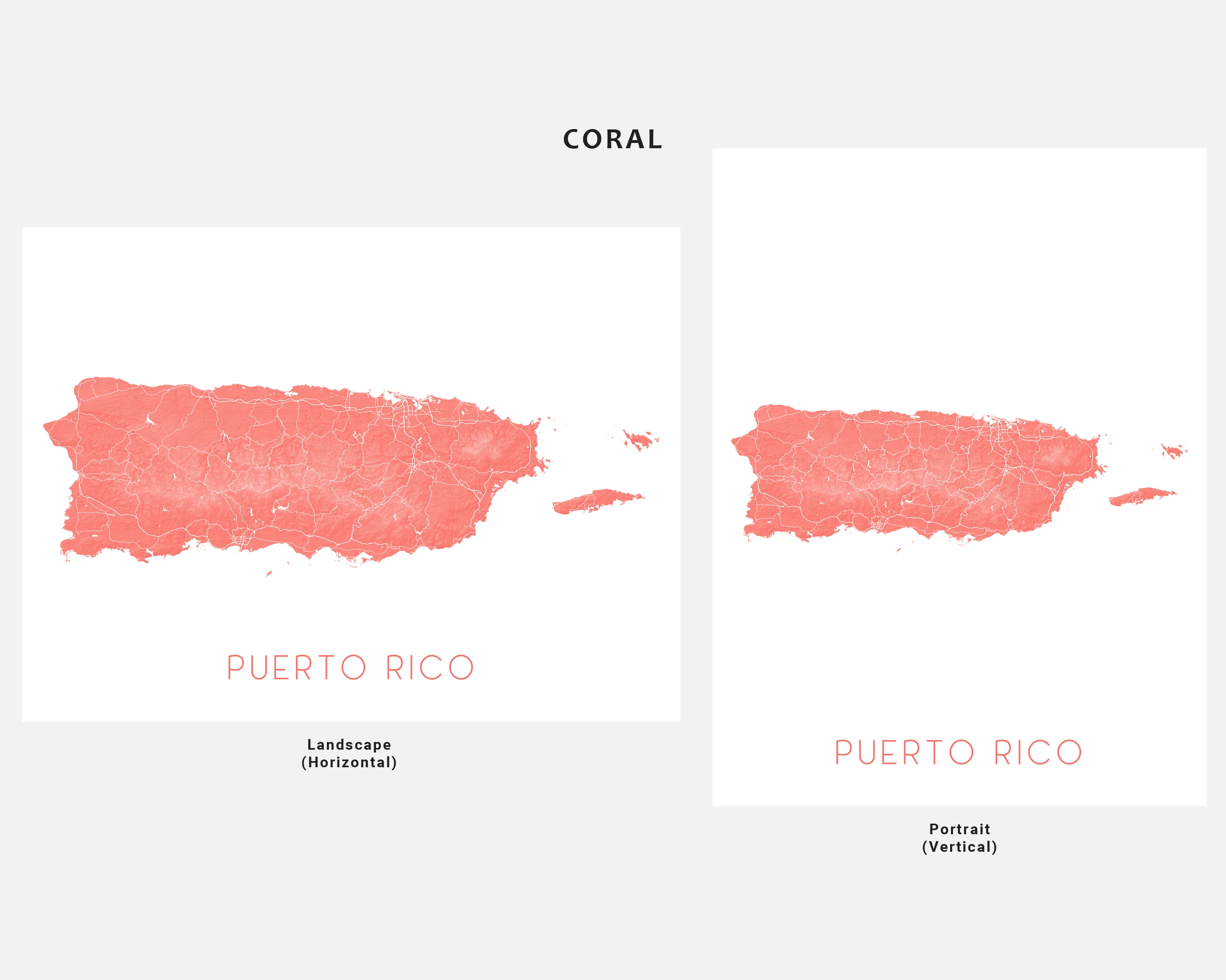 Puerto Rico Map Wall Art Print - Topographic Caribbean Island Poster Maps