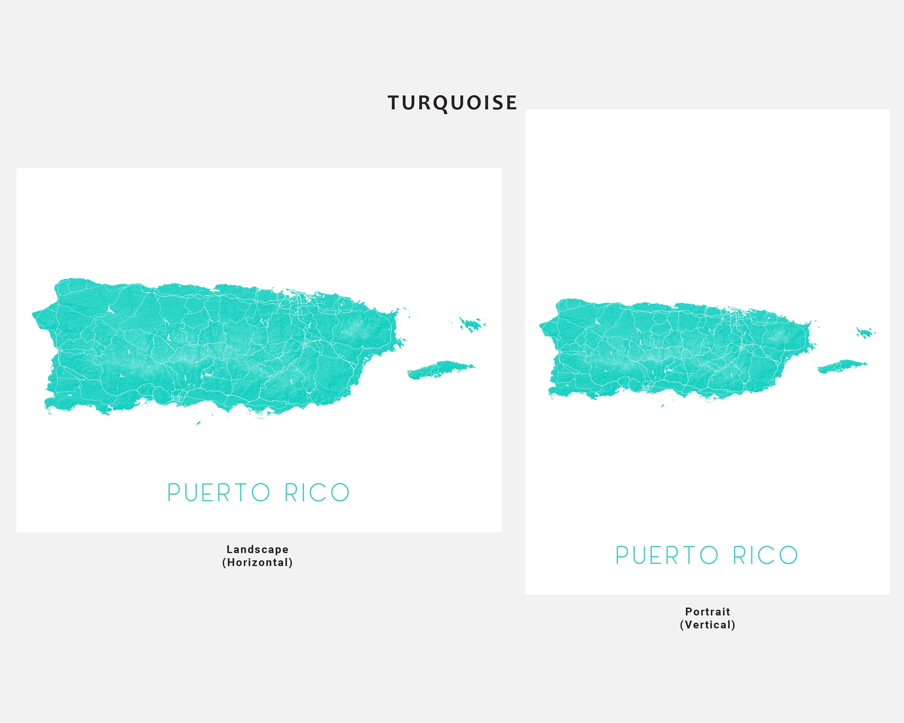 Puerto Rico Map Wall Art Print - Topographic Caribbean Island Poster Maps