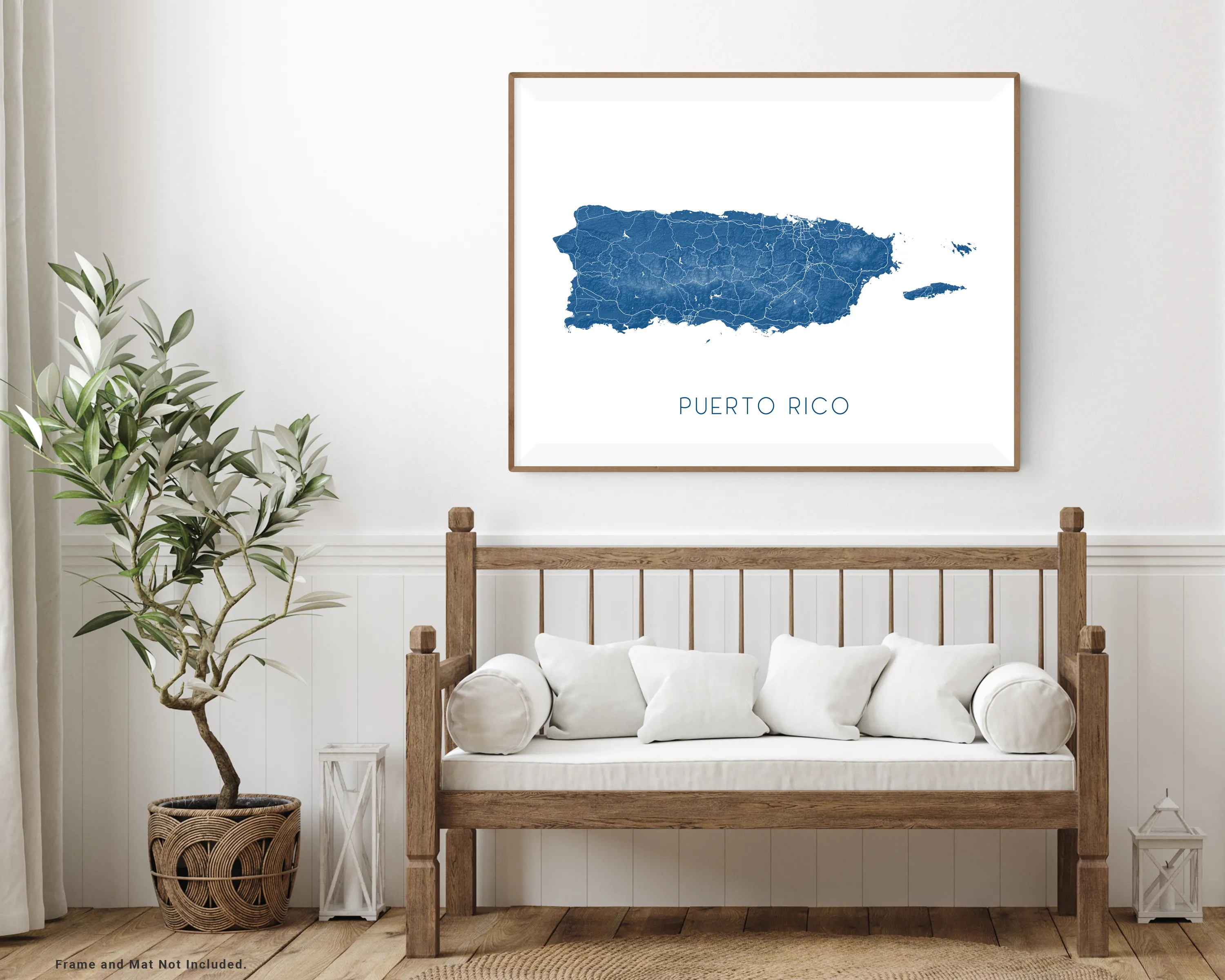 Puerto Rico Map Wall Art Print - Topographic Caribbean Island Poster Maps