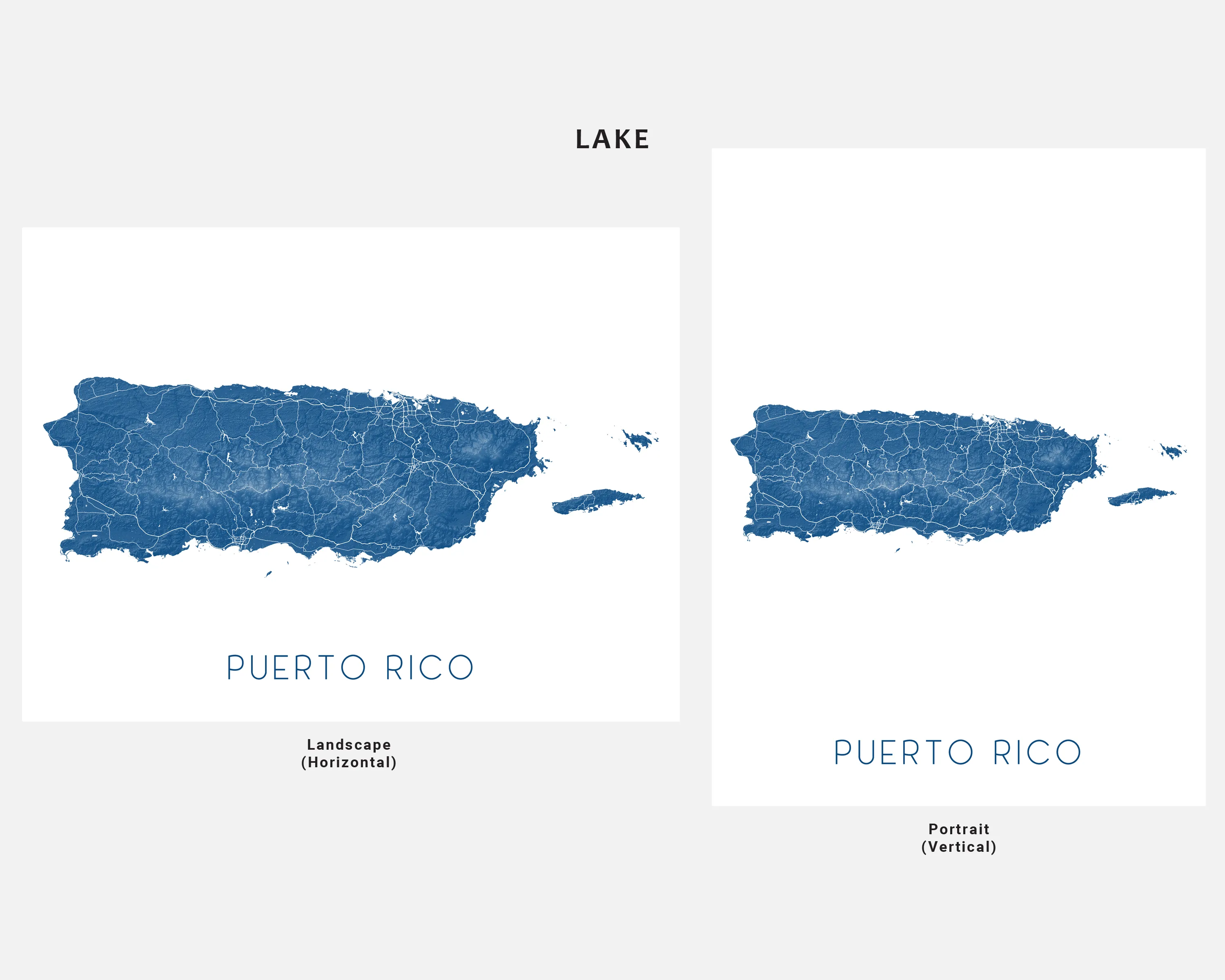 Puerto Rico Map Wall Art Print - Topographic Caribbean Island Poster Maps