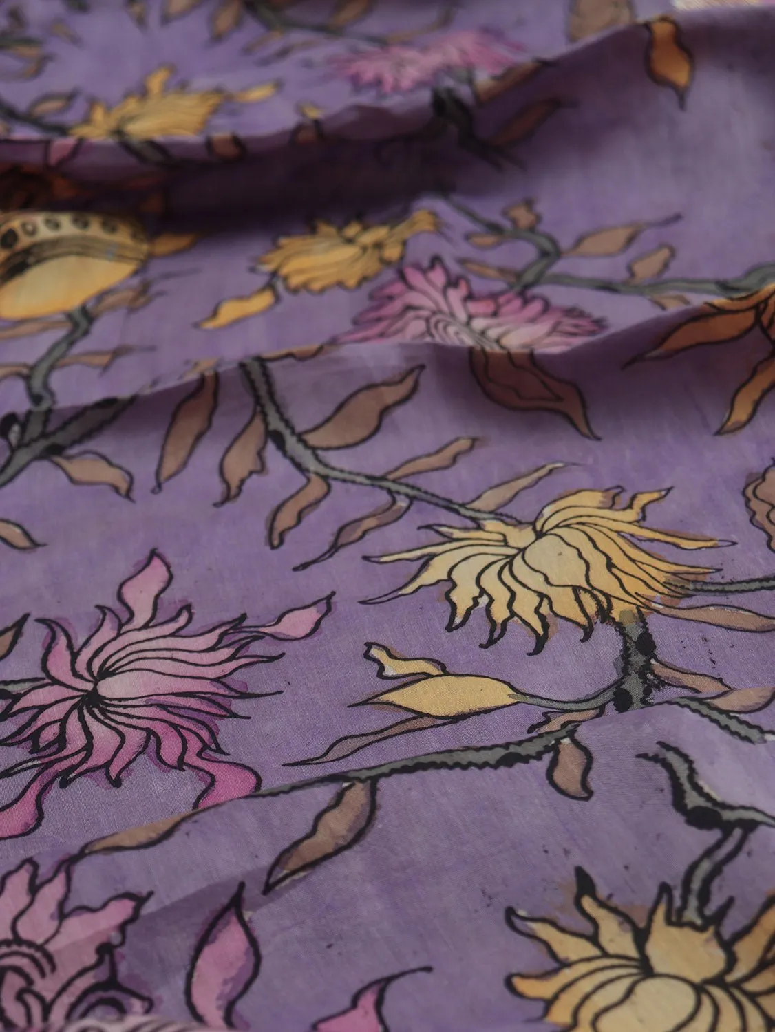 Purple Pen Kalamkari Pure Silk Dupatta