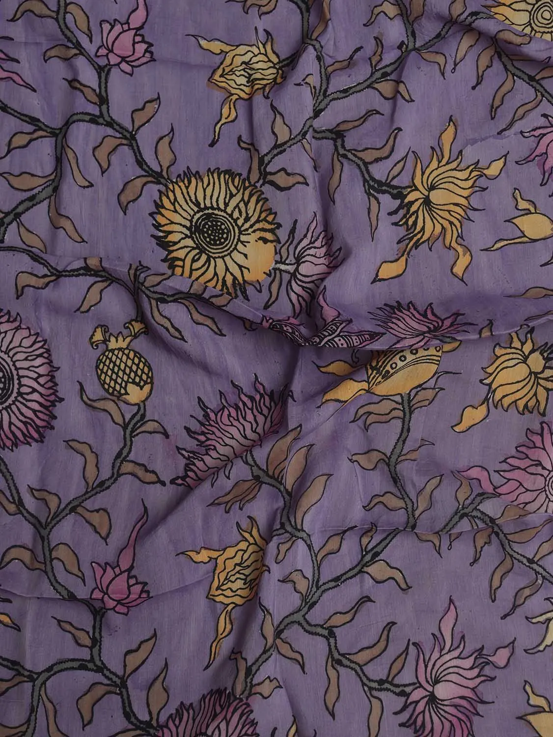 Purple Pen Kalamkari Pure Silk Dupatta