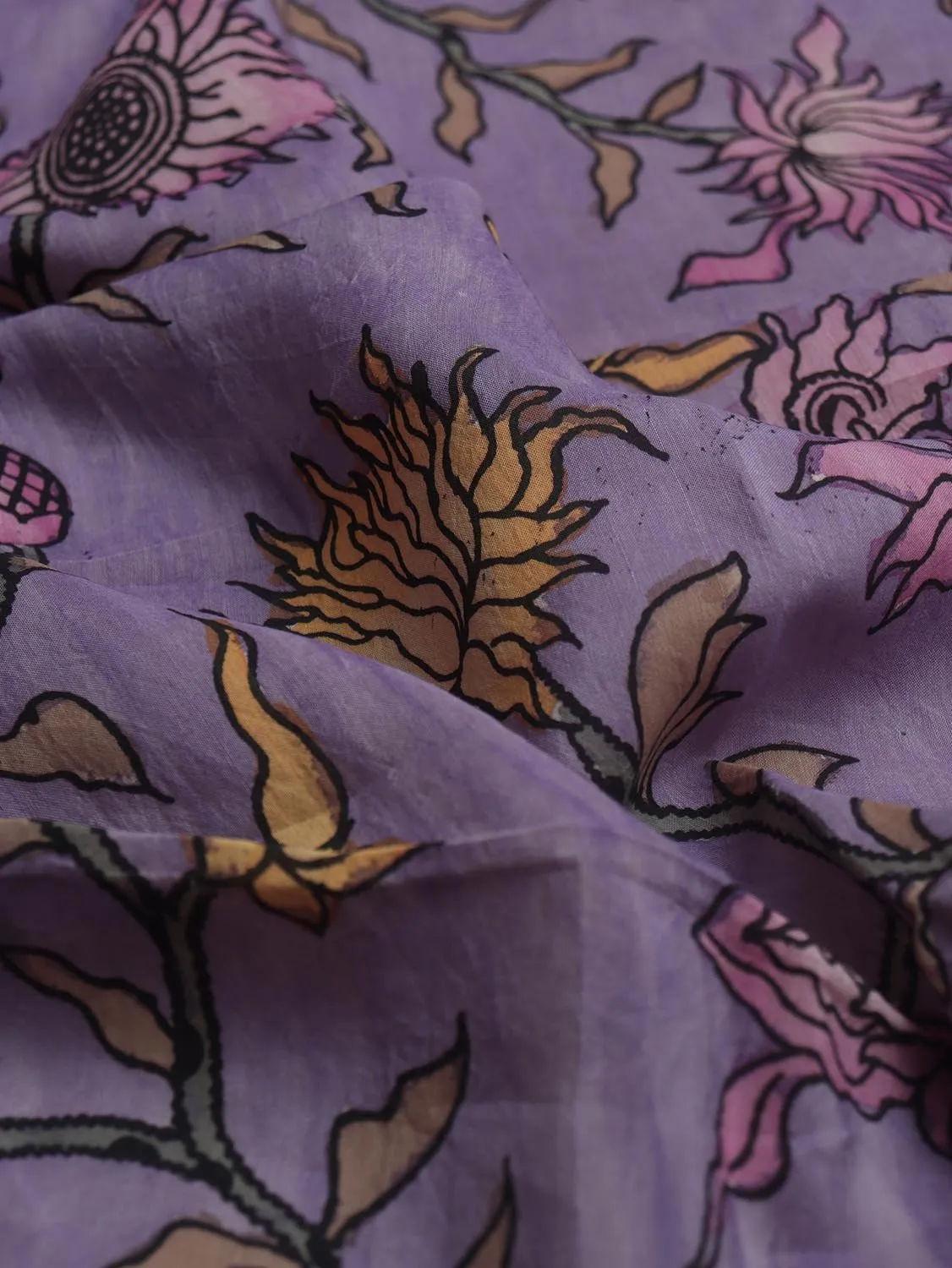 Purple Pen Kalamkari Pure Silk Dupatta