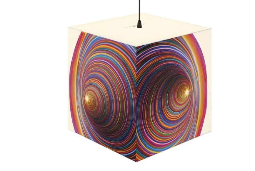 Rainbow Vortex Hypnotic,Optical/Psychedelic Art Printed Square Cube Lamp/Contemporary/Modern/Trendy Light/Home Decor Gifts, Stackable Lights