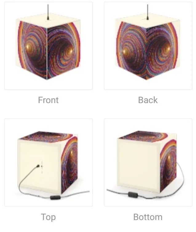 Rainbow Vortex Hypnotic,Optical/Psychedelic Art Printed Square Cube Lamp/Contemporary/Modern/Trendy Light/Home Decor Gifts, Stackable Lights