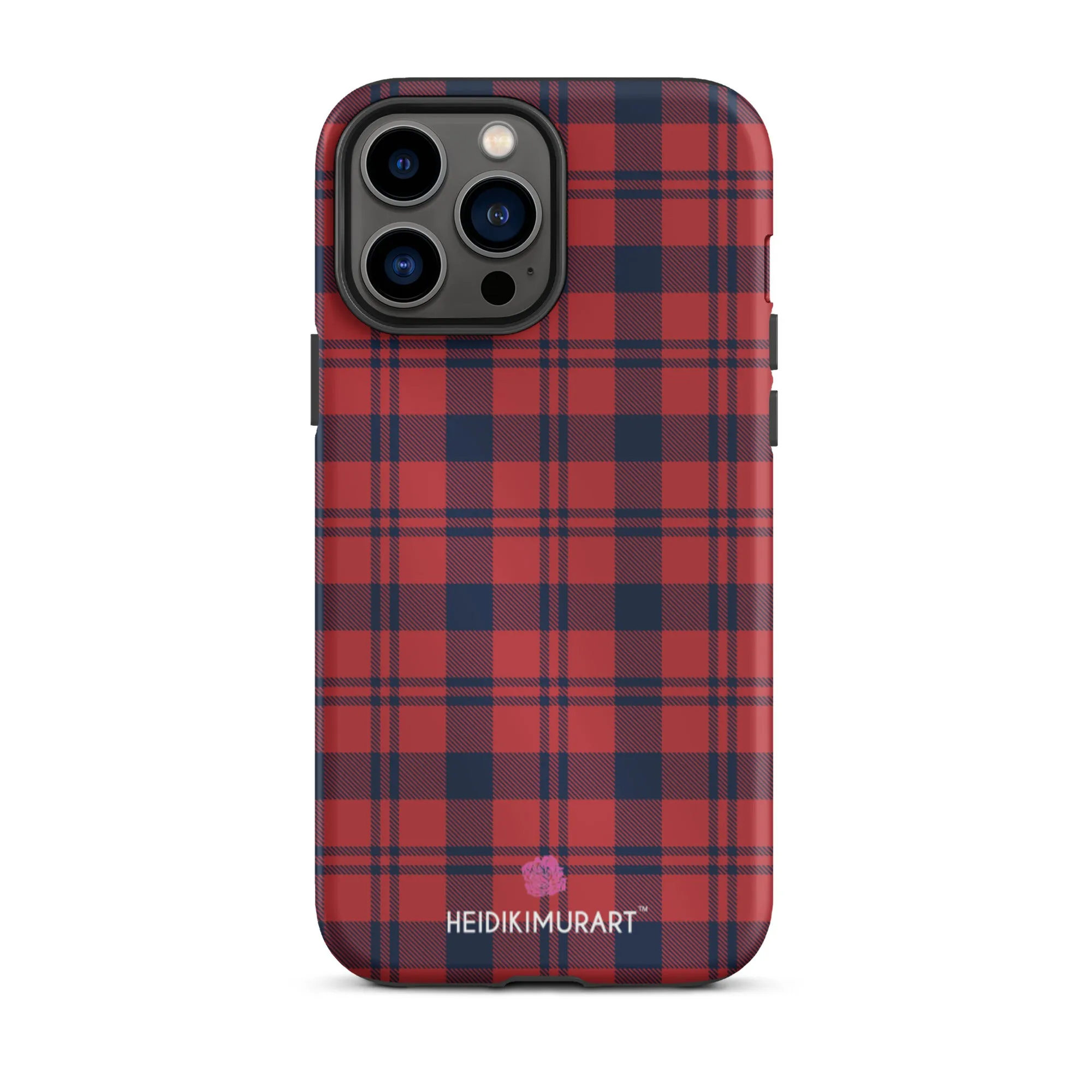 Red Plaid Print iPhone Case, Plaid Print Designer Tough Unisex iPhone Case-Printed in USA/EU