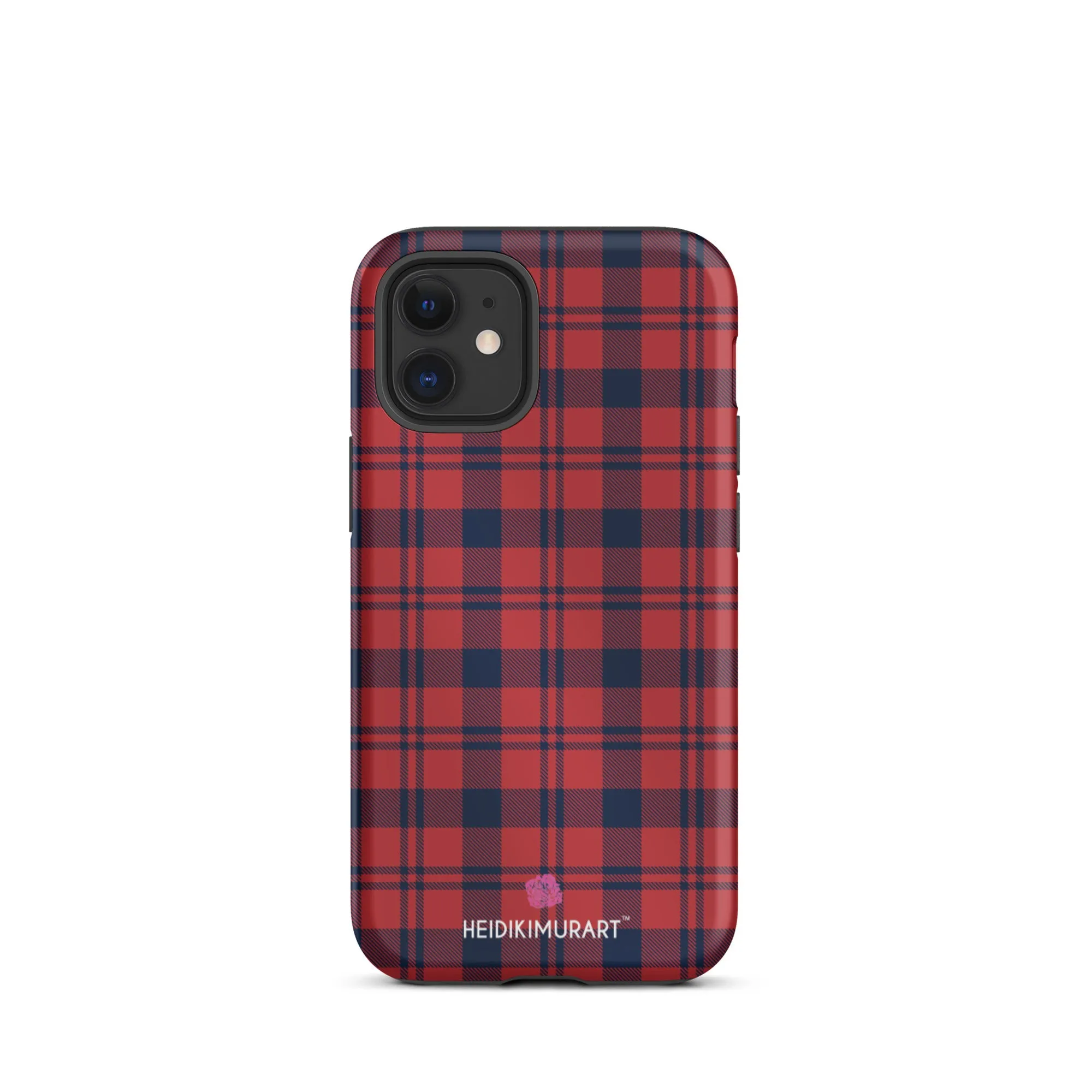 Red Plaid Print iPhone Case, Plaid Print Designer Tough Unisex iPhone Case-Printed in USA/EU