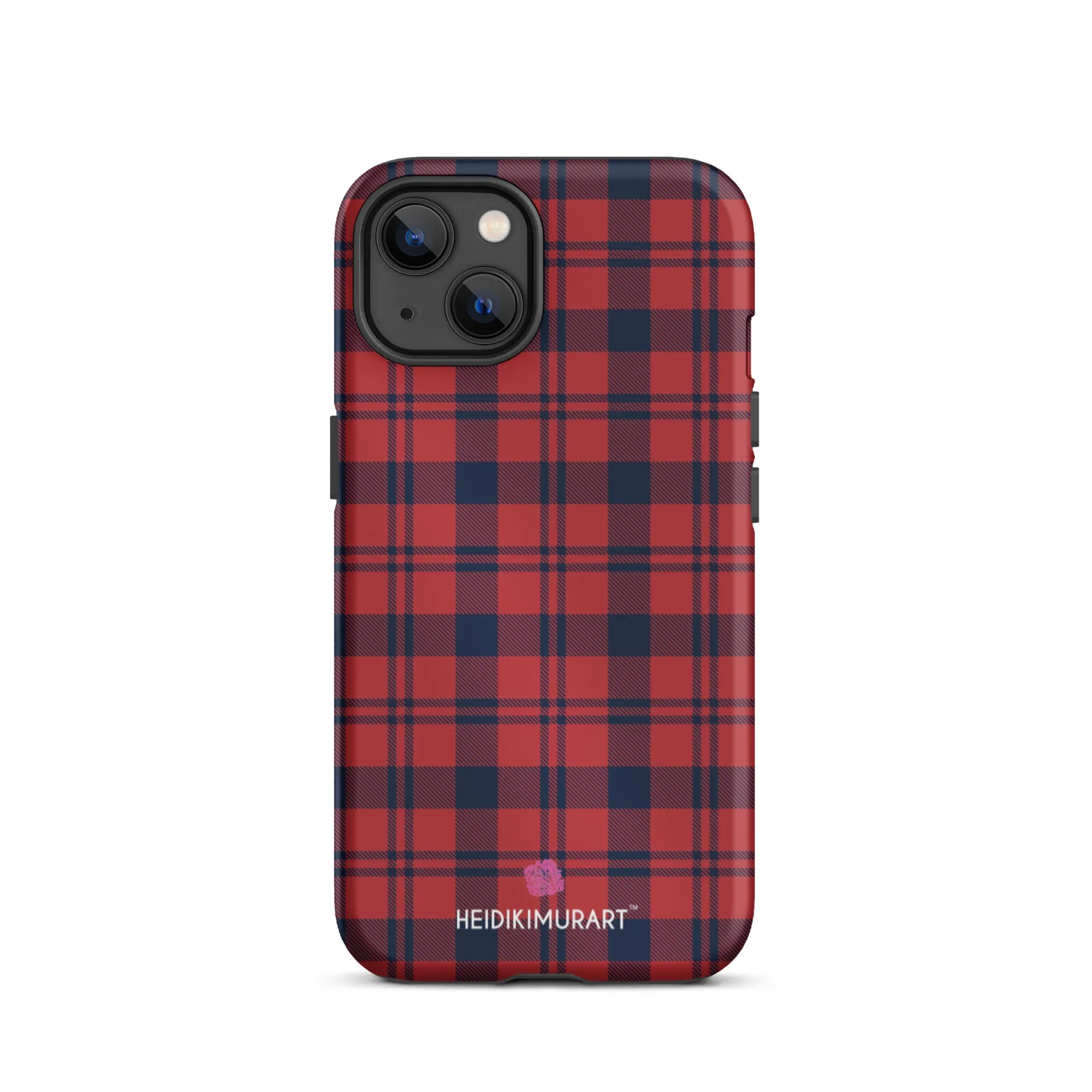 Red Plaid Print iPhone Case, Plaid Print Designer Tough Unisex iPhone Case-Printed in USA/EU