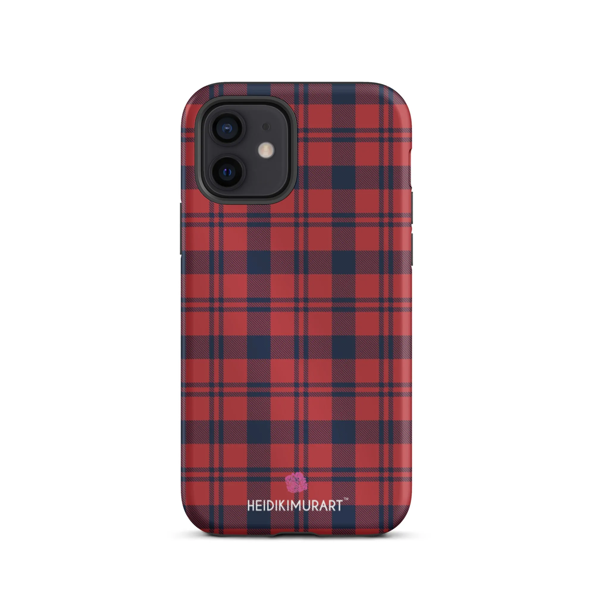 Red Plaid Print iPhone Case, Plaid Print Designer Tough Unisex iPhone Case-Printed in USA/EU