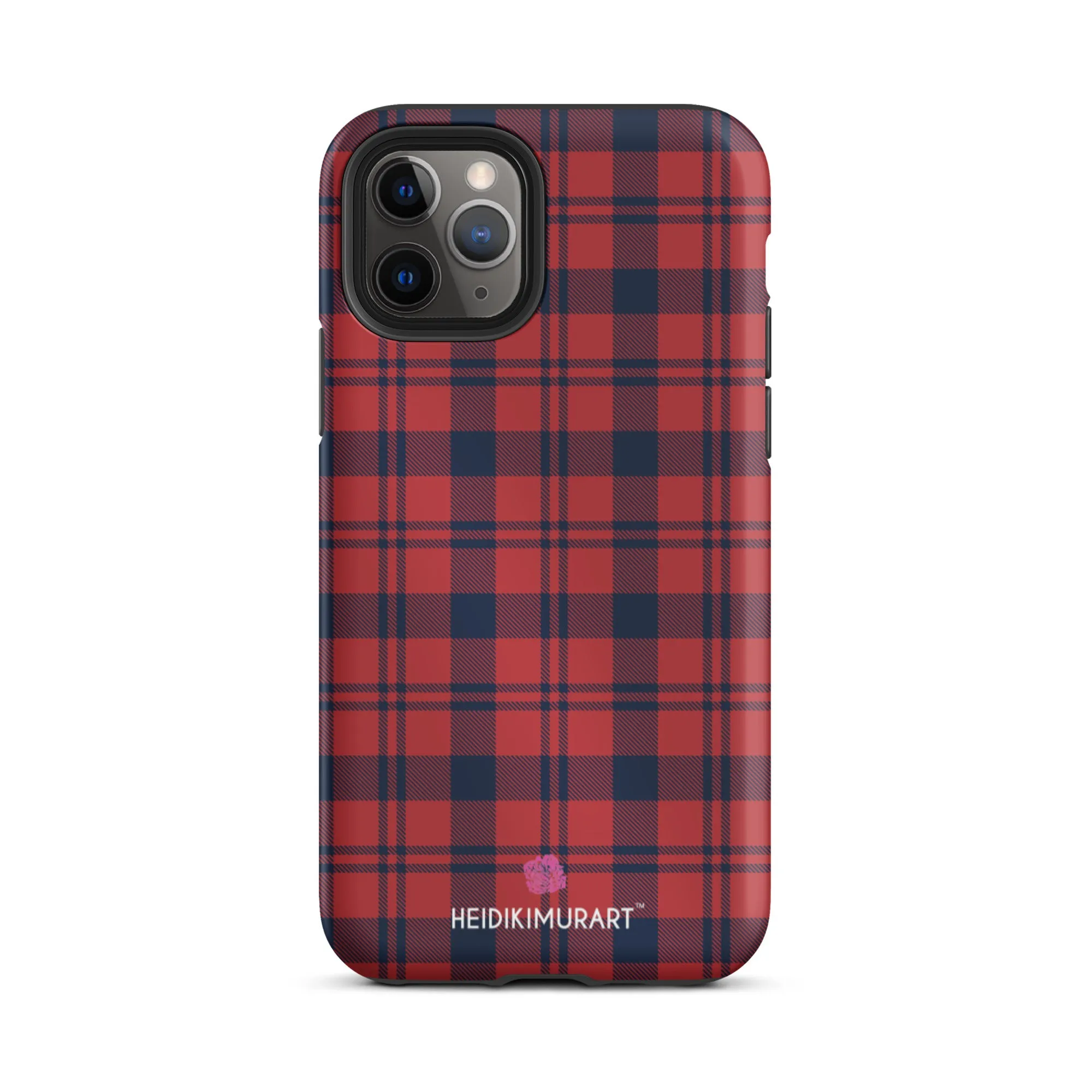 Red Plaid Print iPhone Case, Plaid Print Designer Tough Unisex iPhone Case-Printed in USA/EU
