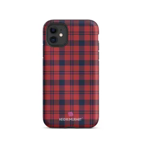 Red Plaid Print iPhone Case, Plaid Print Designer Tough Unisex iPhone Case-Printed in USA/EU