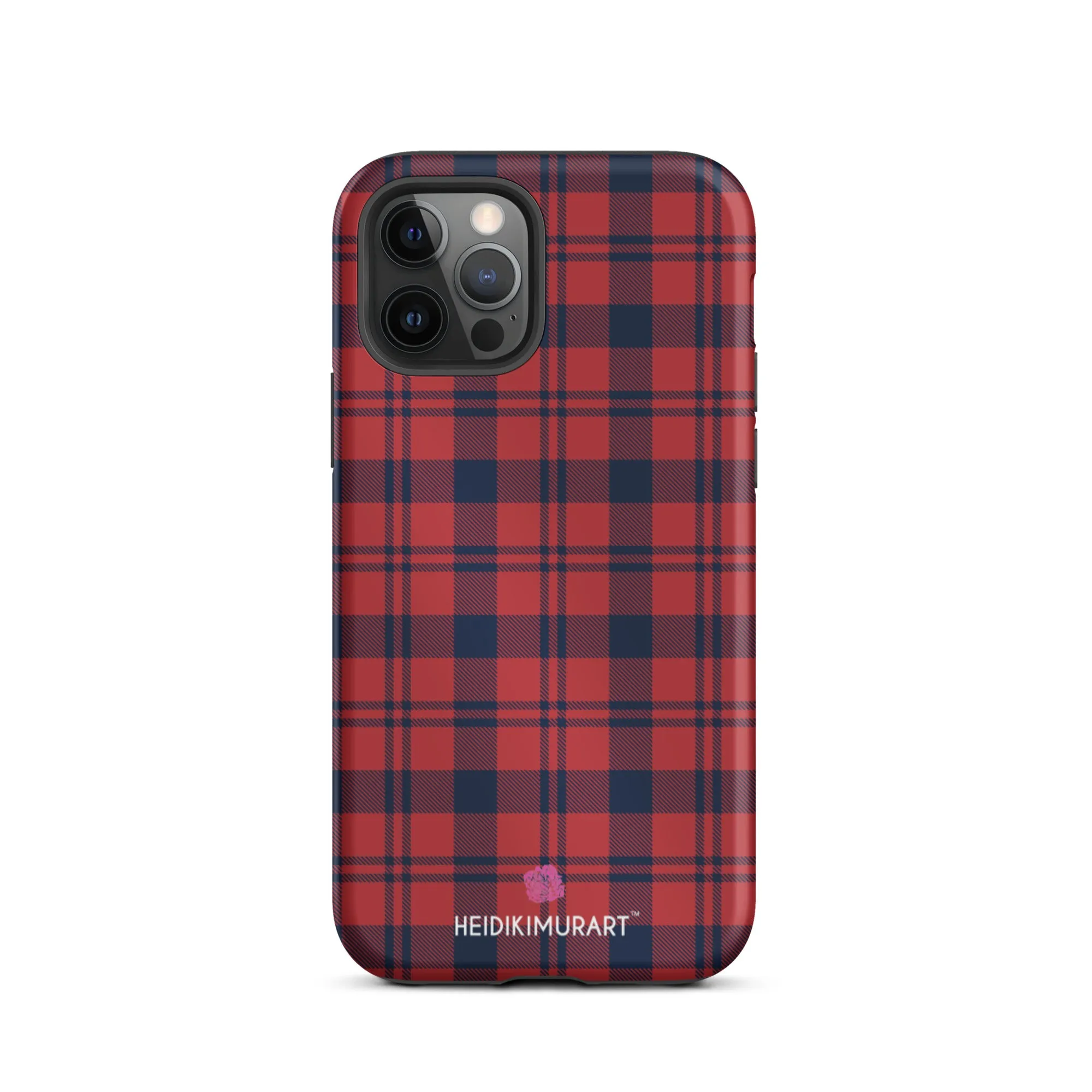 Red Plaid Print iPhone Case, Plaid Print Designer Tough Unisex iPhone Case-Printed in USA/EU