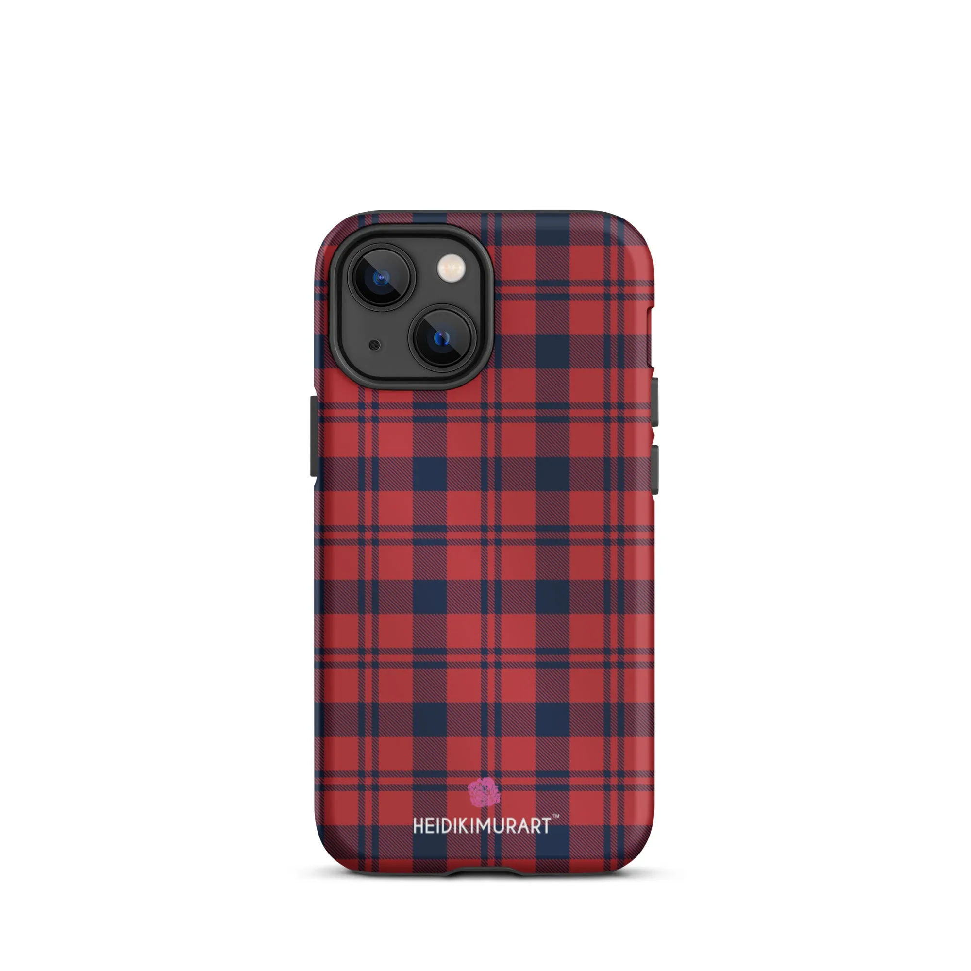 Red Plaid Print iPhone Case, Plaid Print Designer Tough Unisex iPhone Case-Printed in USA/EU