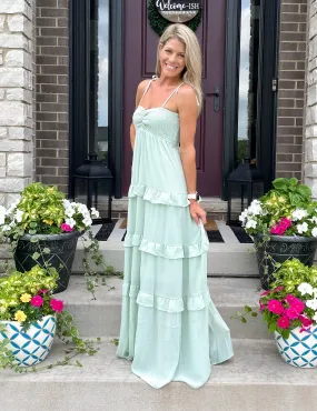 RESTOCK: Beach Destination Ruffle Maxi Dress: Sweet Mint
