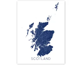 Scotland Map Print - Map of Scotland Wall Art Poster, Scotland Maps, Edinburgh