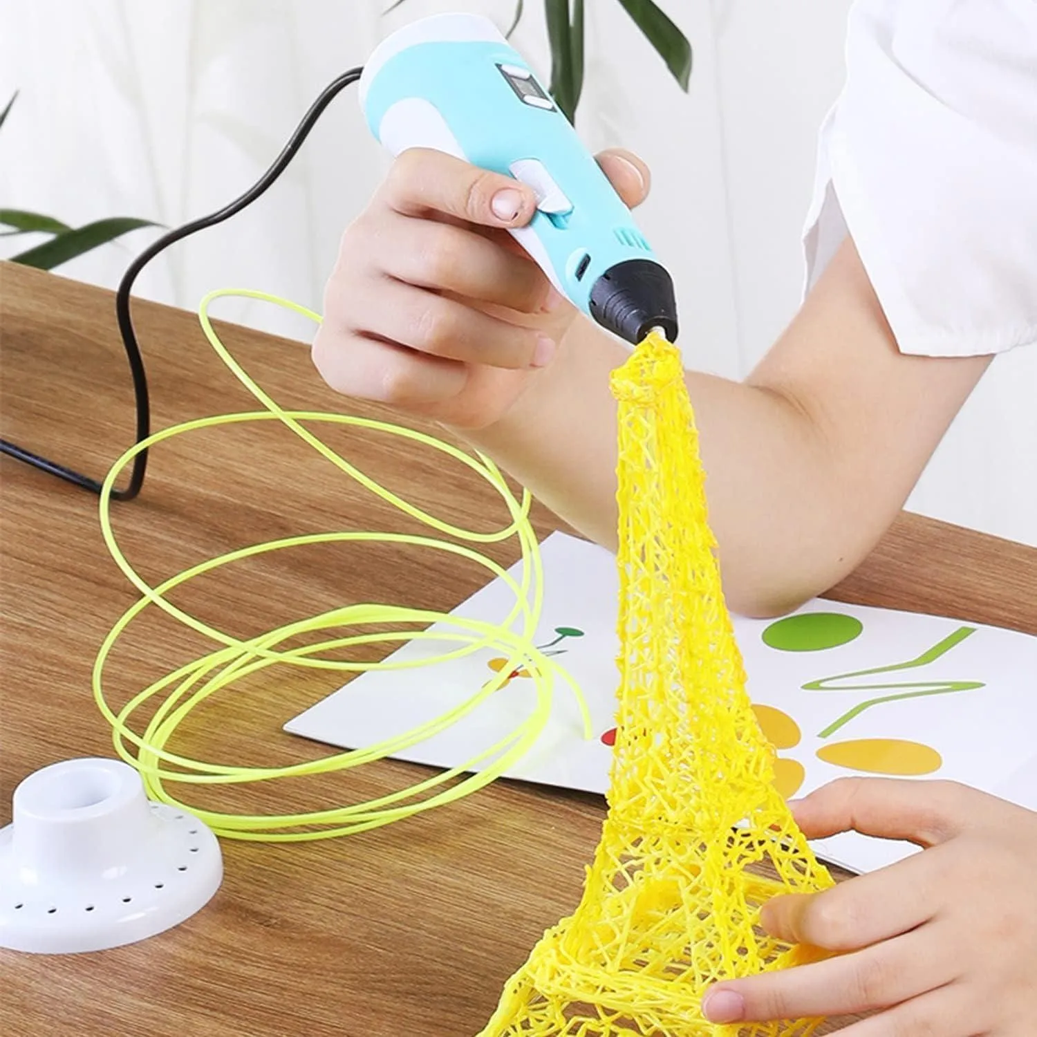 Scriptronics 3D Pen for Kids, 5m 3 Color PLA Filament, 3D Doodle Pen Creative Toys - Yellow
