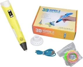 Scriptronics 3D Pen for Kids, 5m 3 Color PLA Filament, 3D Doodle Pen Creative Toys - Yellow