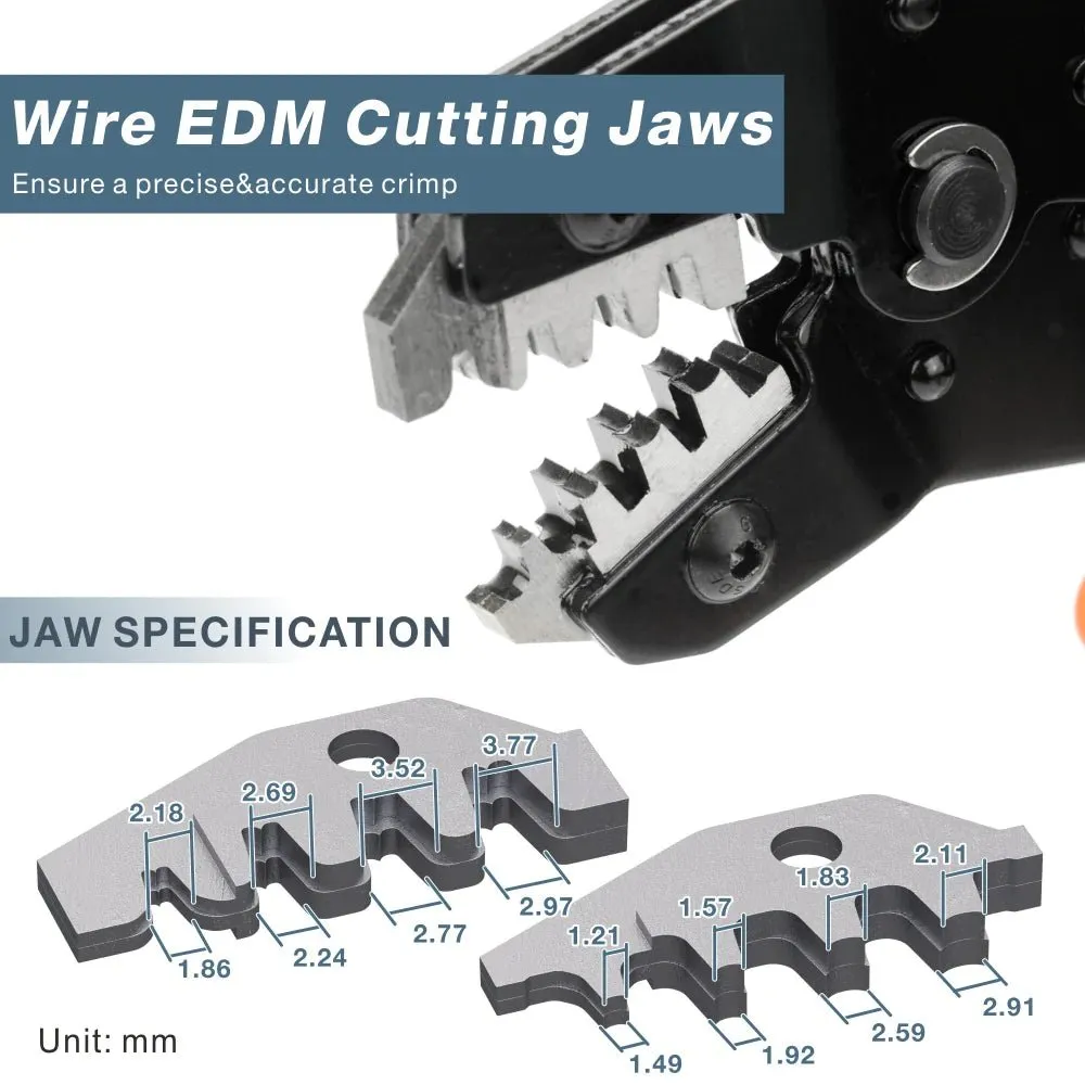 SN-2549 Ratcheting Wire Crimper for JST ZH 1.5mm,PH 2.0mm,XH 2.5mm, VH 3.96mm, Dupont 2.54mm Pitch Open Barrel Terminals